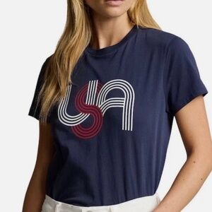 Ralph Lauren Polo Women's Navy Blue T-Shirt Olympics Team USA Size L *new* NWT